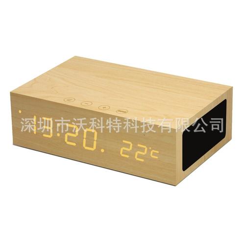 工厂正品 w1木质触控蓝牙音箱桌面 高档木质床头闹钟蓝牙音箱